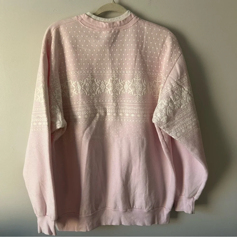Vintage pink layered look fair isle sweatshirt XL - Picture 6 of 8
